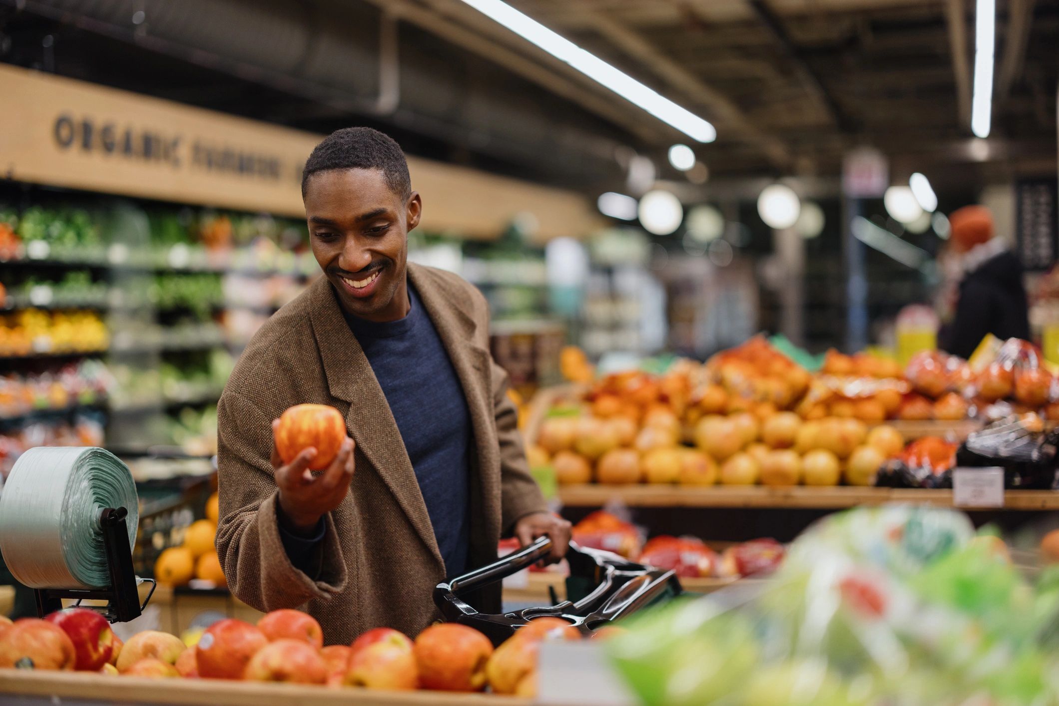 happy organic food customer